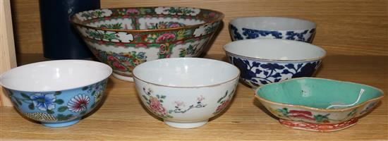 A collection of six various Chinese bowls